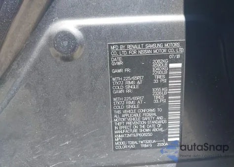 2018 Nissan Rogue Sv z USA, uszkodzony, nr VIN KNMAT2MT9JP608250